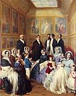 Franz Xavier Winterhalter Famous Paintings - Queen Victoria and Prince Albert with the Family of King Louis Philippe at the Chateau D'Eu